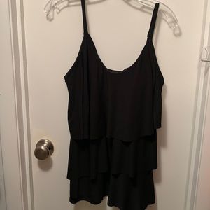 Black Shirred Tankini Top - Large